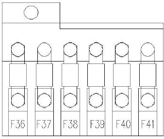 Fuses and relay located under the hood